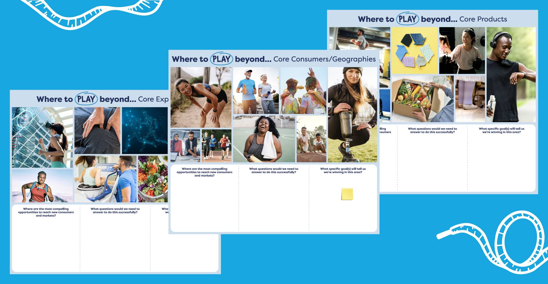 Interactive poster board designs that were used during the Offsite to stimulate brainstorming.