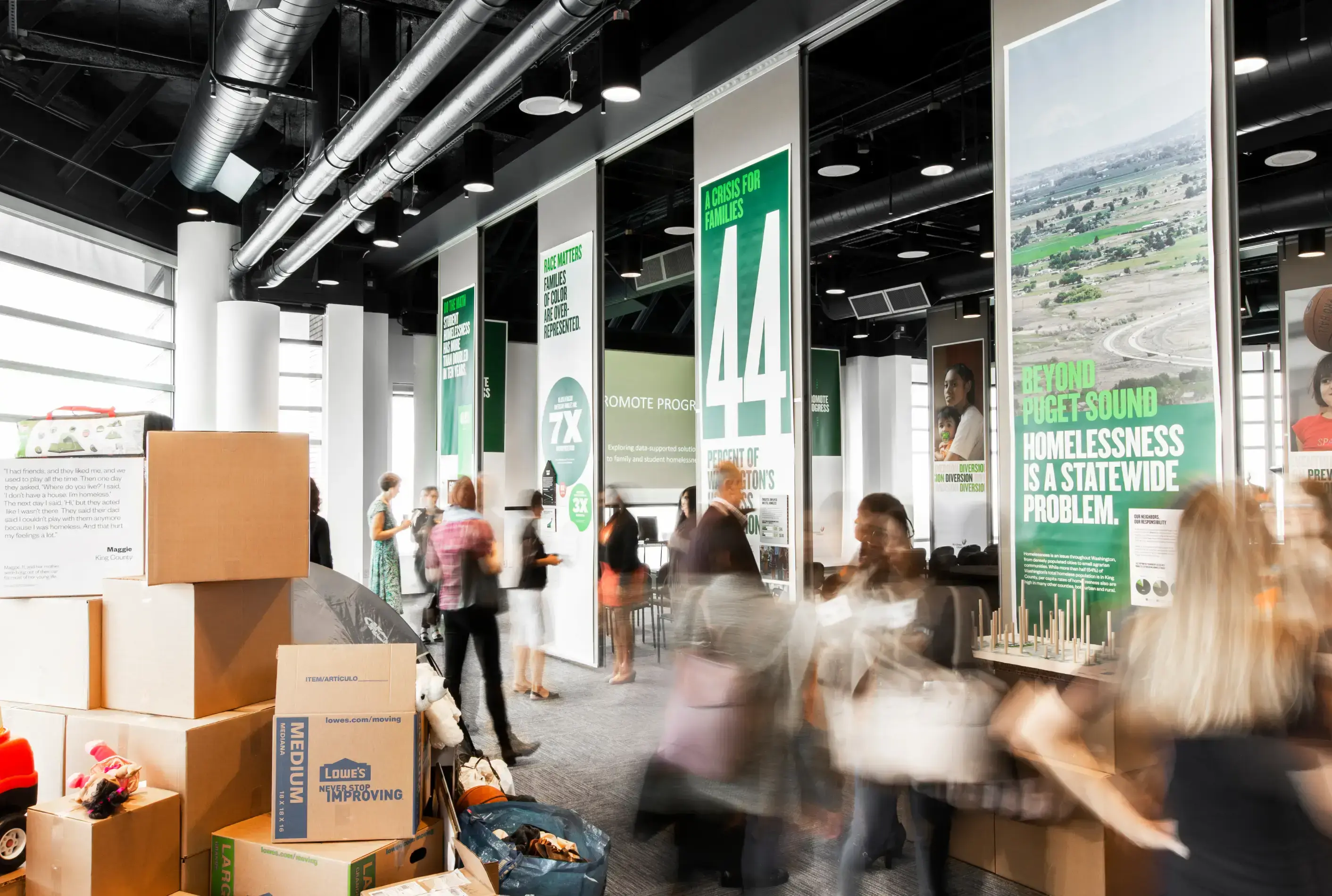 Participants learned about the state of homelessness in a designed space