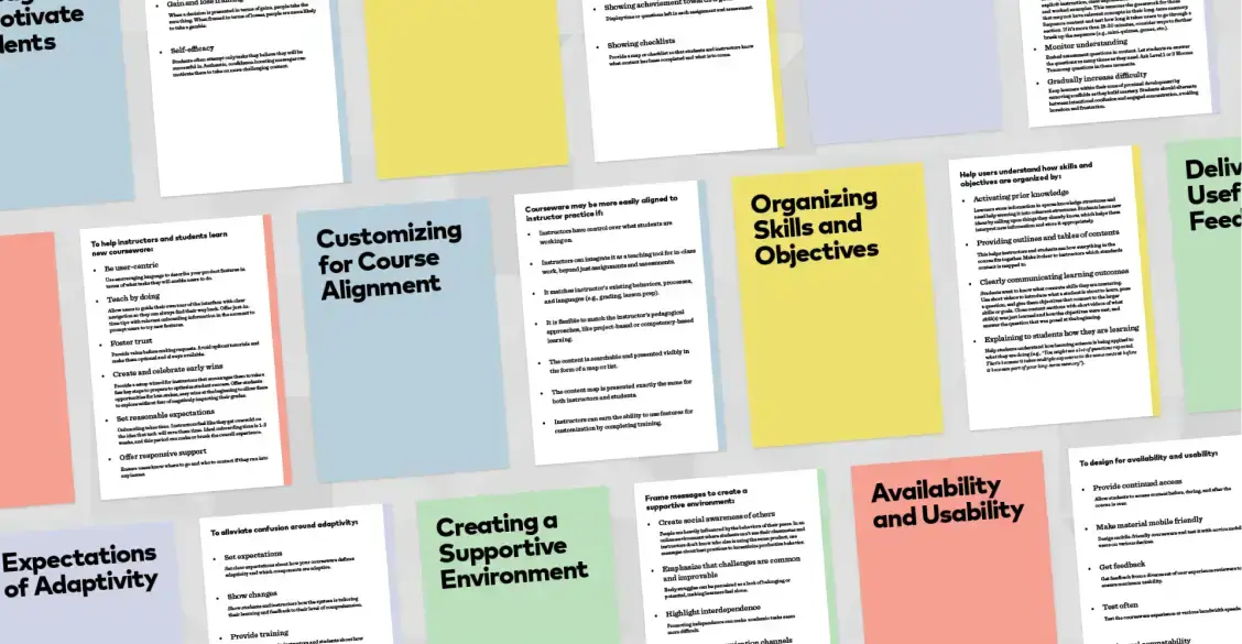 Sections help courseware designers focus where they need help